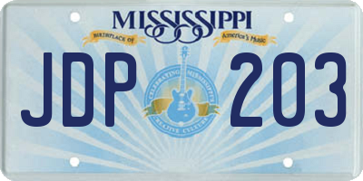 MS license plate JDP203
