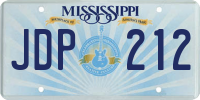 MS license plate JDP212