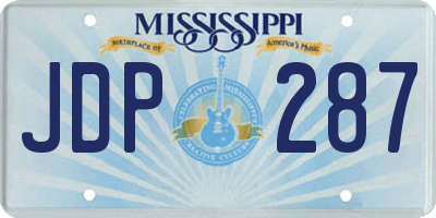 MS license plate JDP287