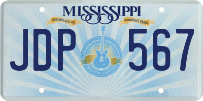 MS license plate JDP567