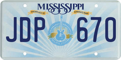 MS license plate JDP670