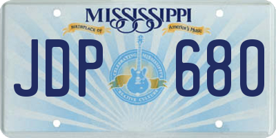 MS license plate JDP680