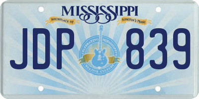 MS license plate JDP839