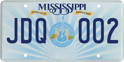MS license plate JDQ002
