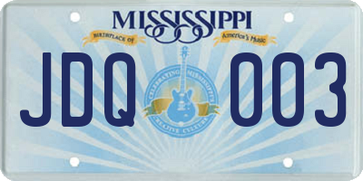 MS license plate JDQ003