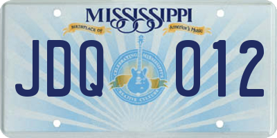 MS license plate JDQ012