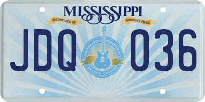MS license plate JDQ036
