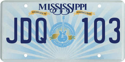 MS license plate JDQ103
