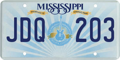 MS license plate JDQ203