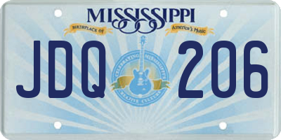 MS license plate JDQ206