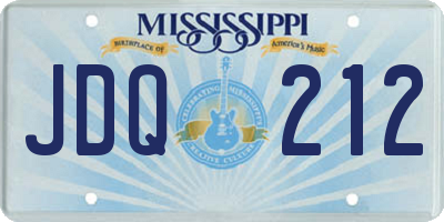 MS license plate JDQ212