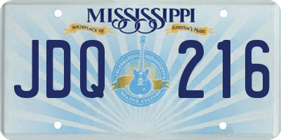 MS license plate JDQ216