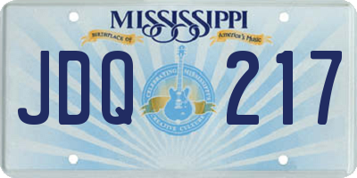 MS license plate JDQ217
