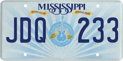 MS license plate JDQ233