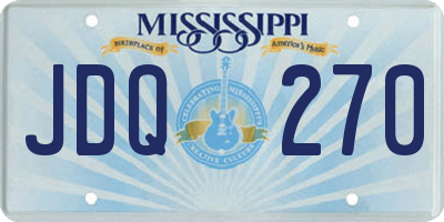 MS license plate JDQ270