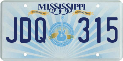 MS license plate JDQ315