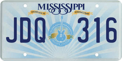 MS license plate JDQ316