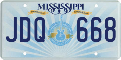 MS license plate JDQ668