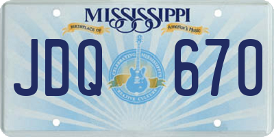 MS license plate JDQ670