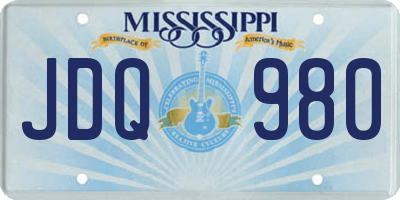 MS license plate JDQ980