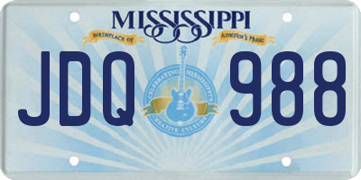 MS license plate JDQ988