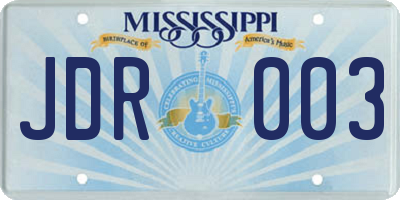MS license plate JDR003
