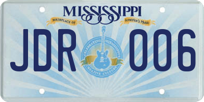 MS license plate JDR006
