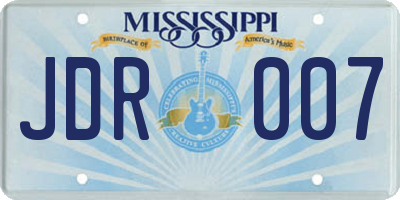 MS license plate JDR007