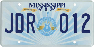 MS license plate JDR012