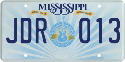 MS license plate JDR013