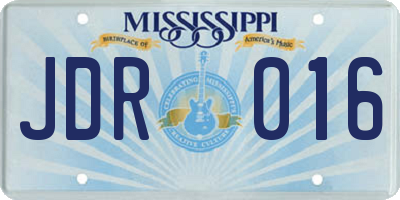 MS license plate JDR016