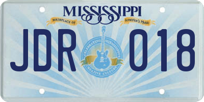 MS license plate JDR018