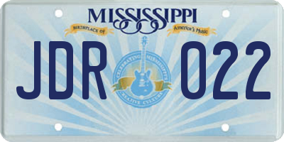 MS license plate JDR022