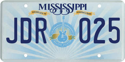 MS license plate JDR025