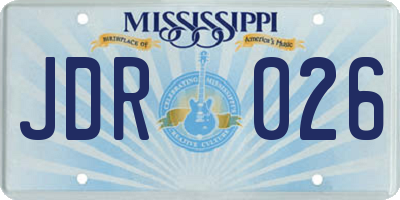 MS license plate JDR026
