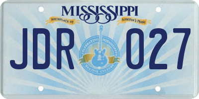 MS license plate JDR027