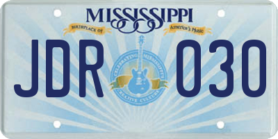 MS license plate JDR030