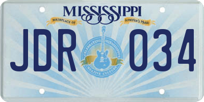 MS license plate JDR034