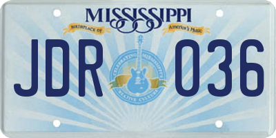 MS license plate JDR036