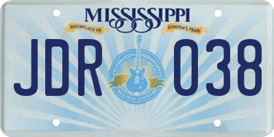 MS license plate JDR038