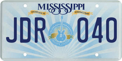MS license plate JDR040