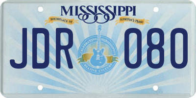 MS license plate JDR080
