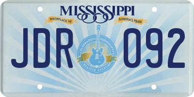 MS license plate JDR092
