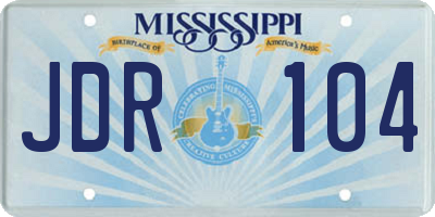MS license plate JDR104