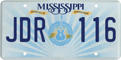 MS license plate JDR116