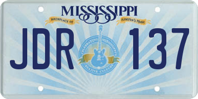 MS license plate JDR137