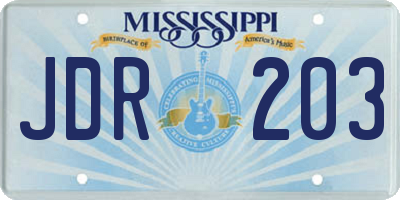 MS license plate JDR203