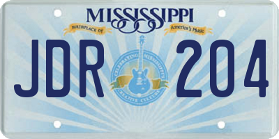 MS license plate JDR204