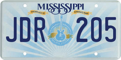MS license plate JDR205