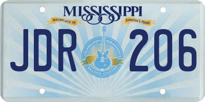 MS license plate JDR206